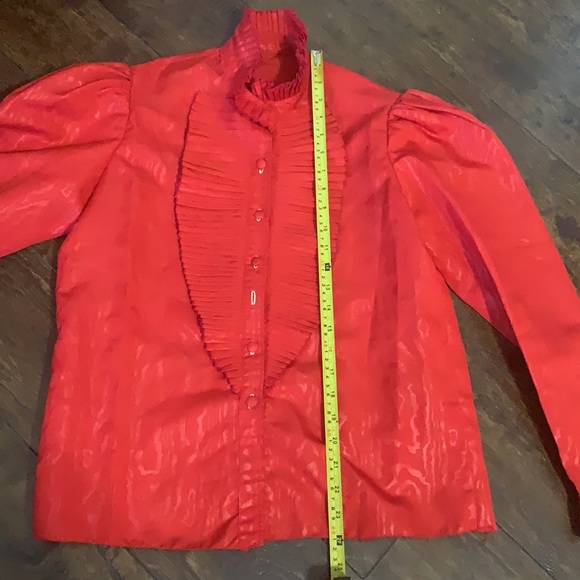 Beautiful Handmade custom made red blouse taffeta fabric blouse - Picture 7 of 10